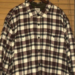 LL Bean Mens 2XL Fleece Lined Flannel Shirt 298189